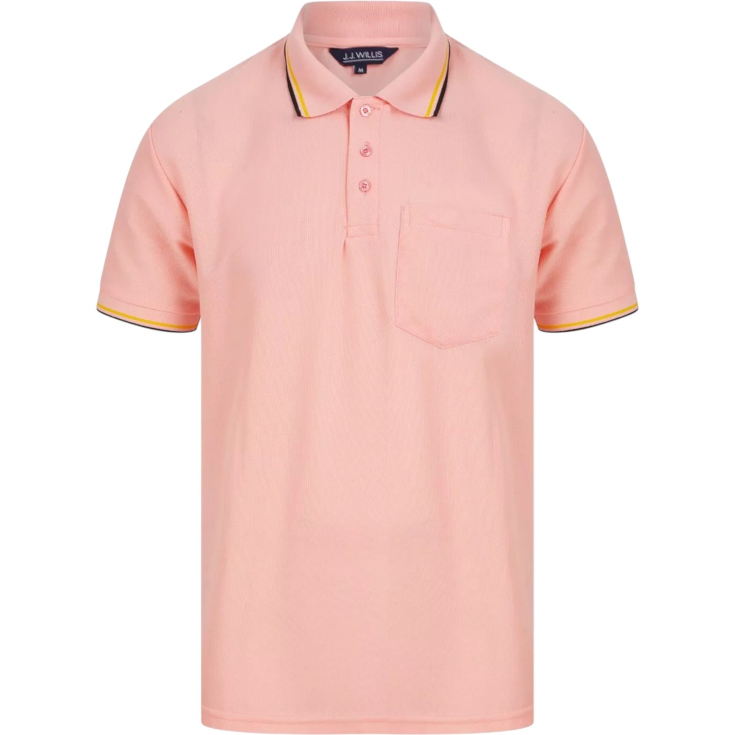 Mens Pink Tipped Collar Polo Shirt