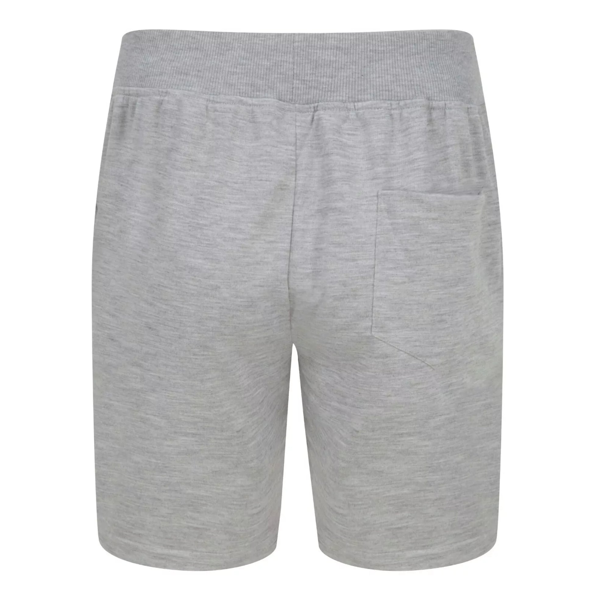 Men's Grey jersey sweat shorts with adjustable drawstring waistband and secure zip pockets