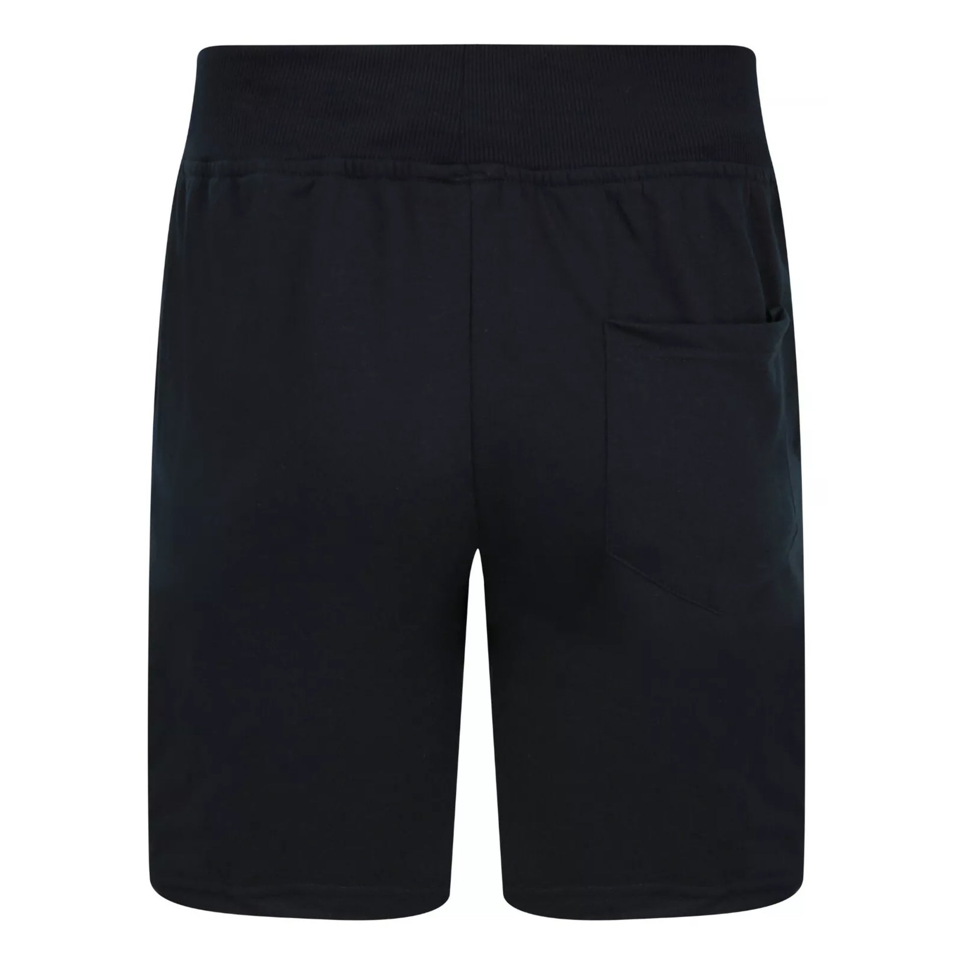 Men's Navy jersey sweat shorts with adjustable drawstring waistband and secure zip pockets