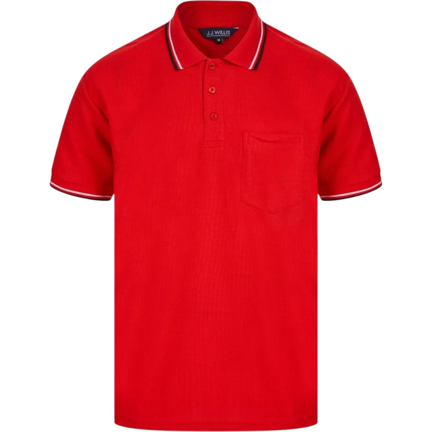 Mens Red Tipped Collar Polo Shirt