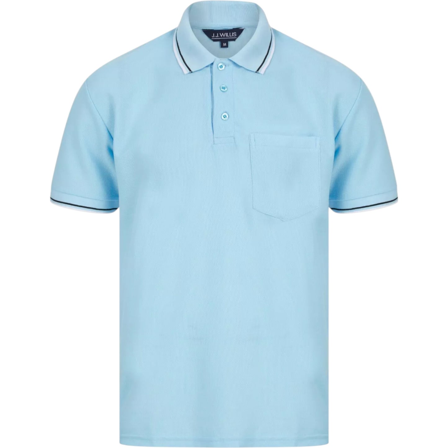 Mens Sky Blue Tipped Collar Polo Shirt