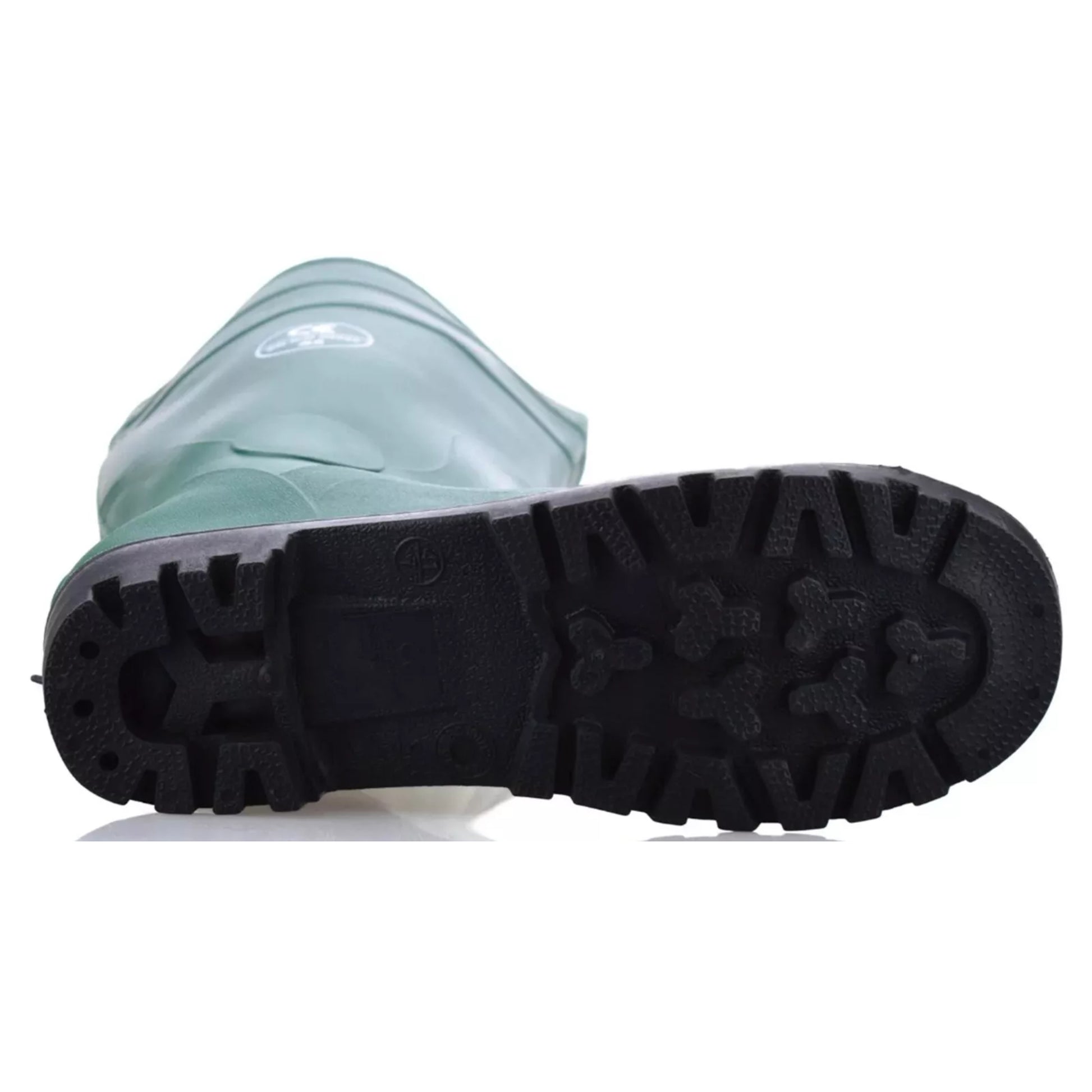 Men's green steel toe cap wellington boots with slip-resistant sole, waterproof safety work wellies