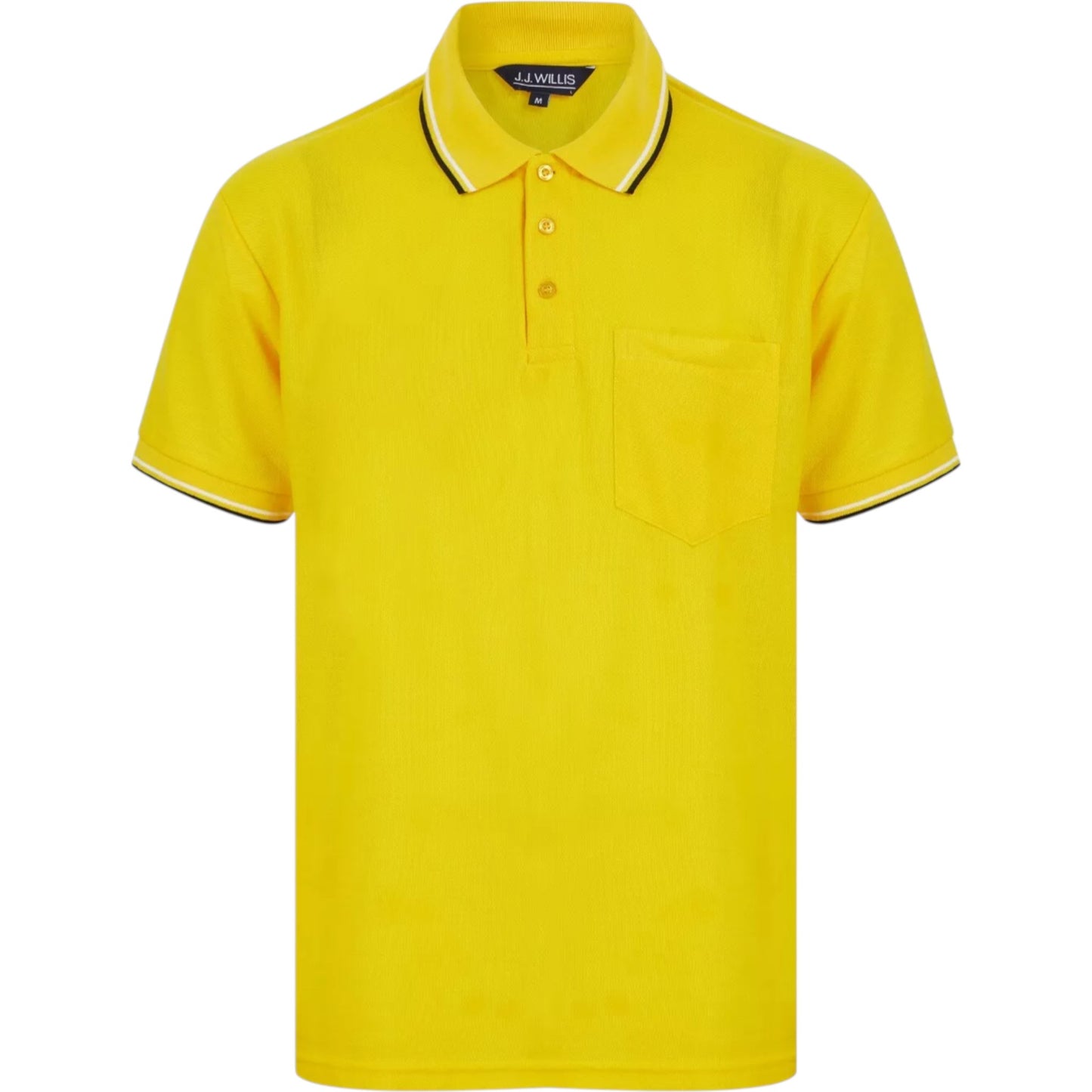 Mens Yellow Tipped Collar Polo Shirt