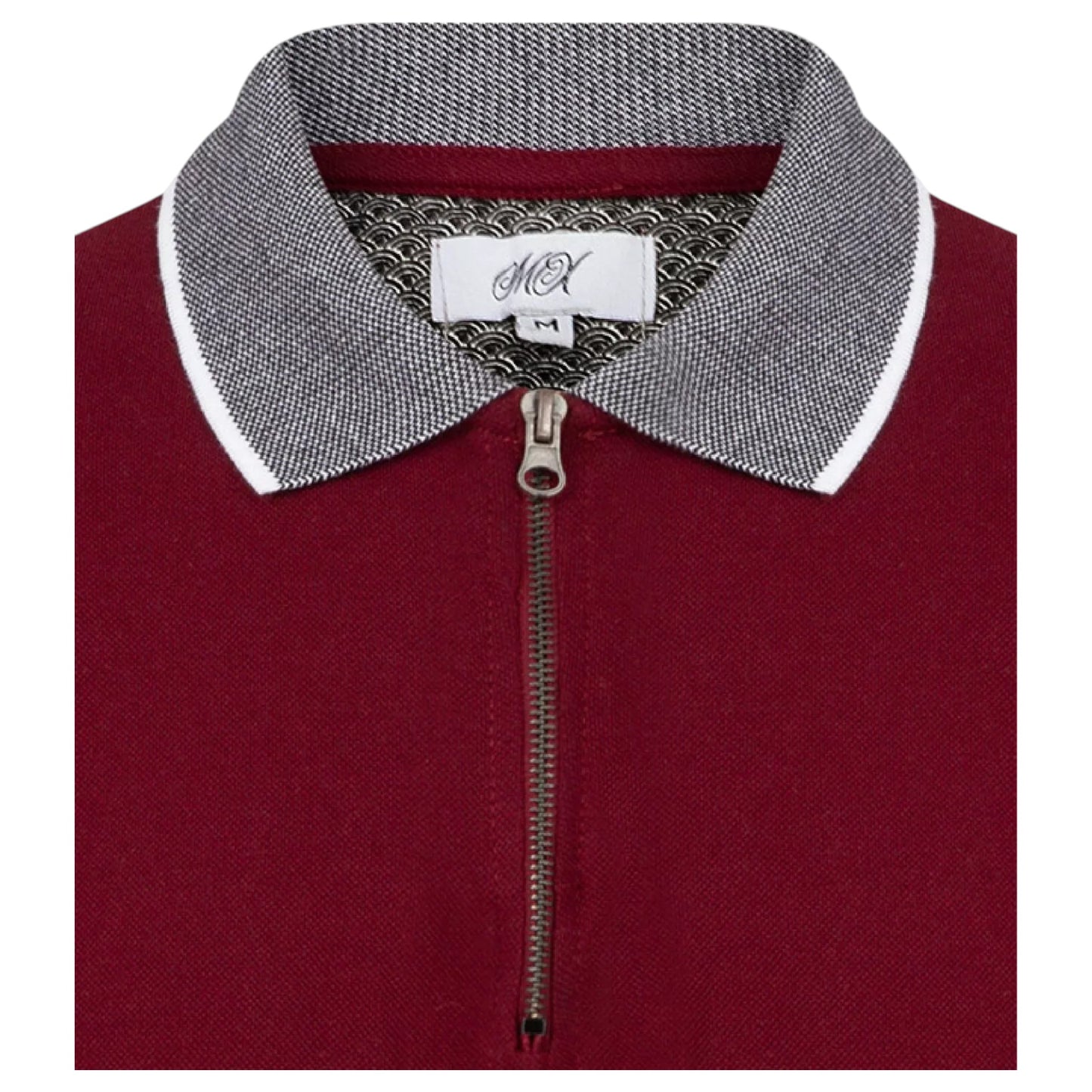 Mens Maroon, red, burgundy Zip Neck Polo shirt Top