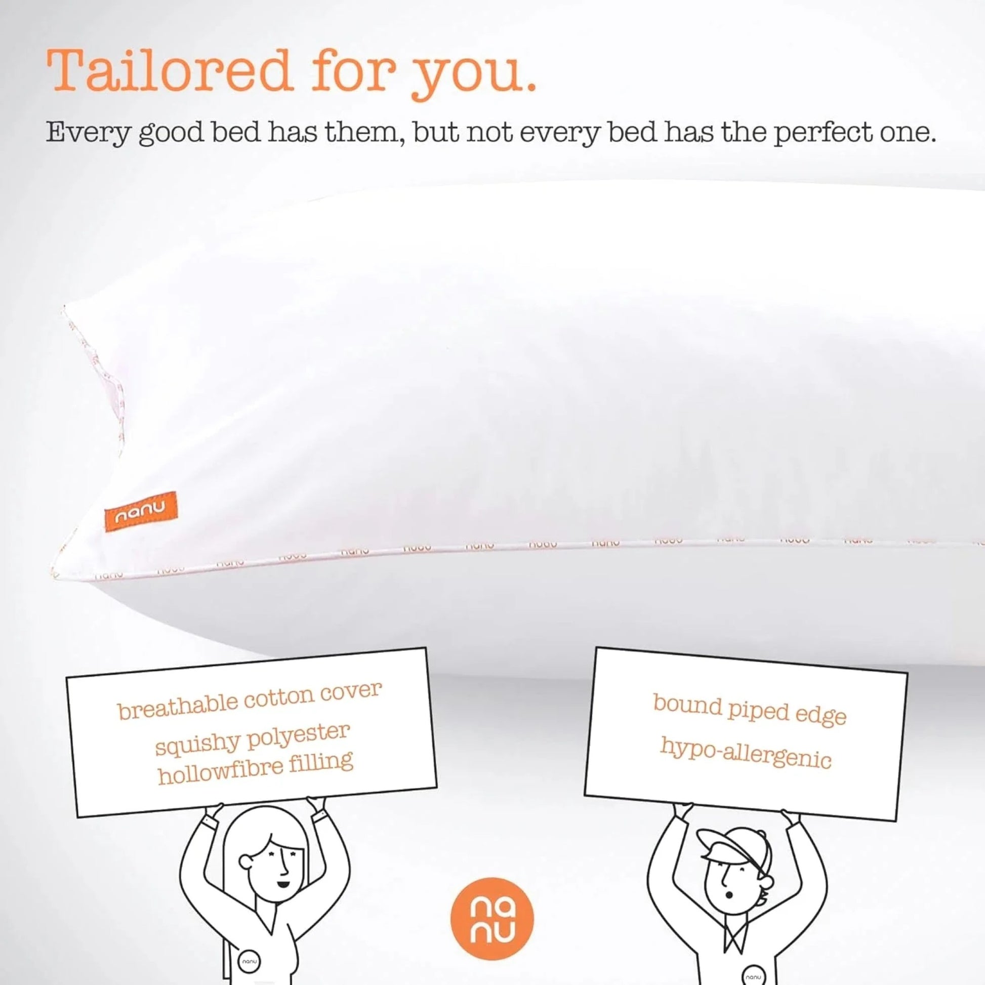 Soft and breathable Nanu pillow – hypoallergenic, lightweight comfort for all-season sleep