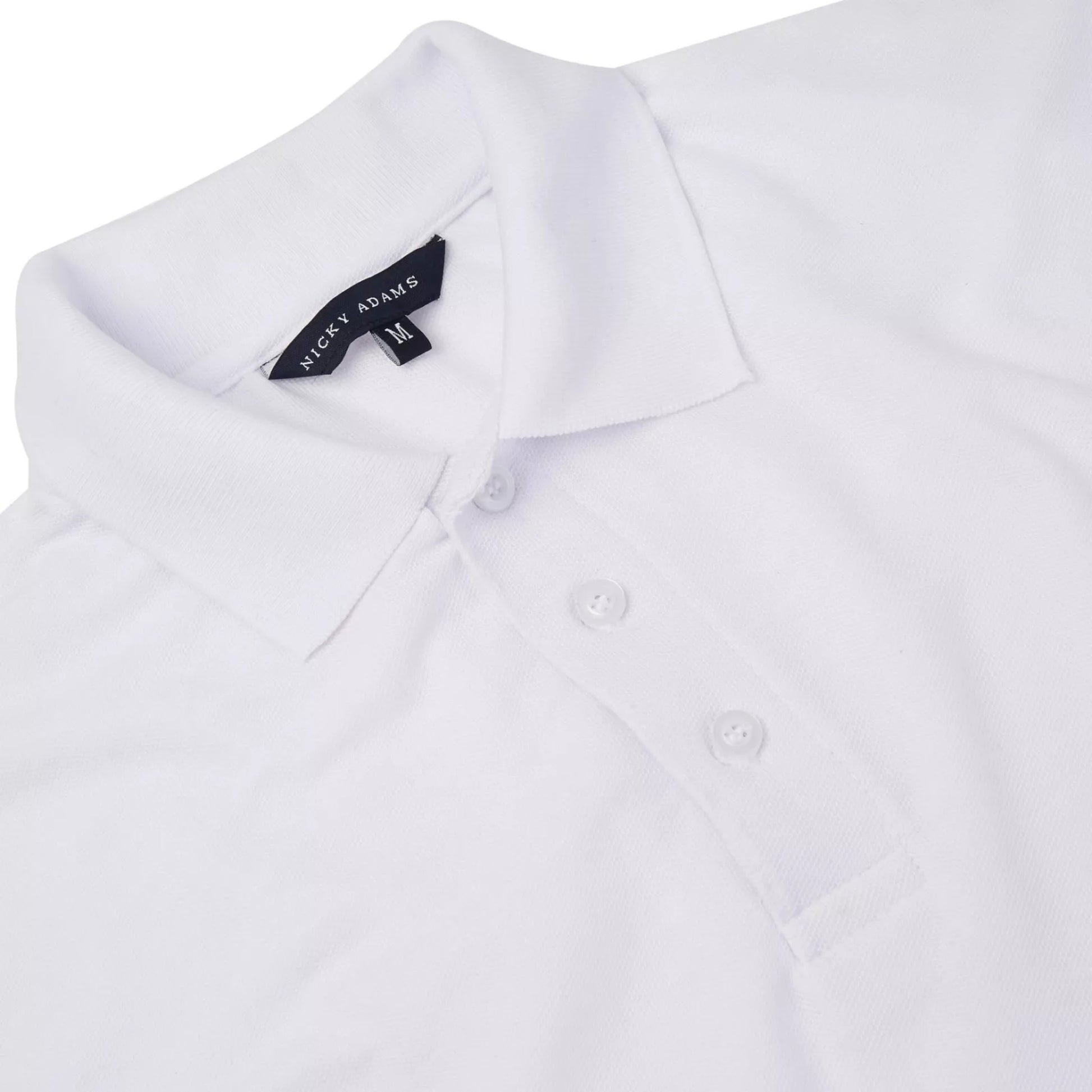 Men’s Nicky Adams short sleeve white polo shirt collared top