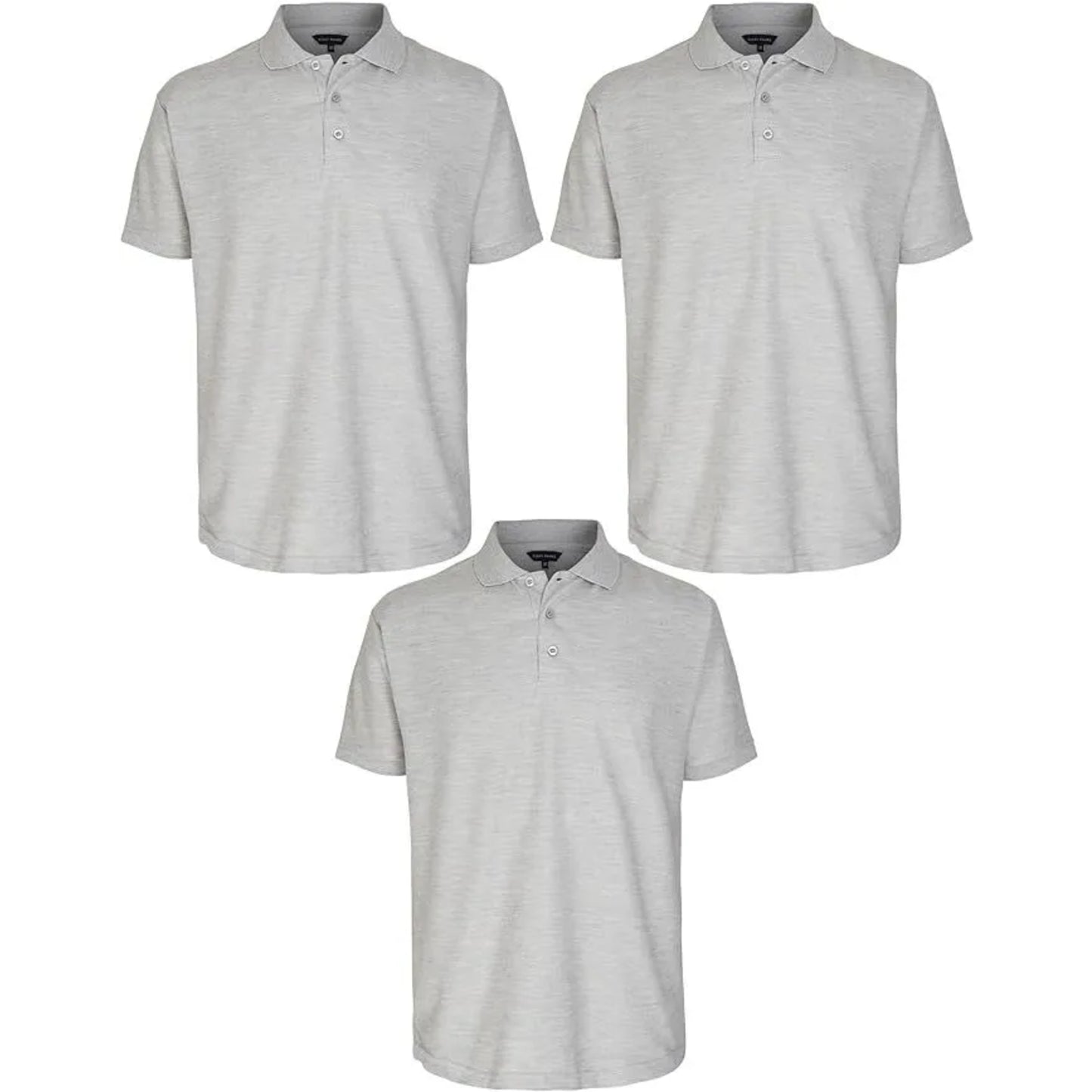 Classic men’s polo shirts 3 pack collared casual tops in grey