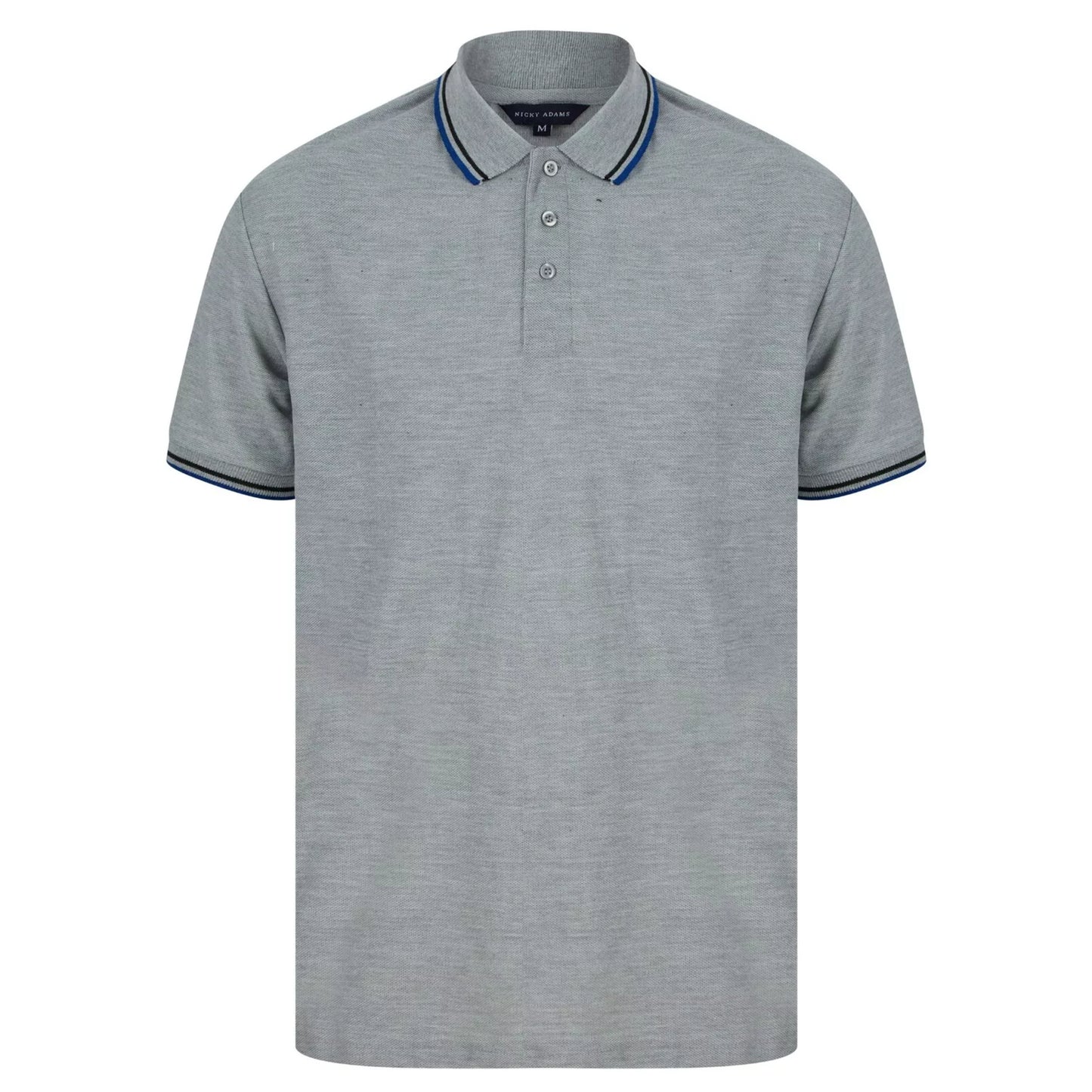 Men's grey Nicky Adams polo shirt with tipped collar and sleeves β classic short sleeve branded smart casual top