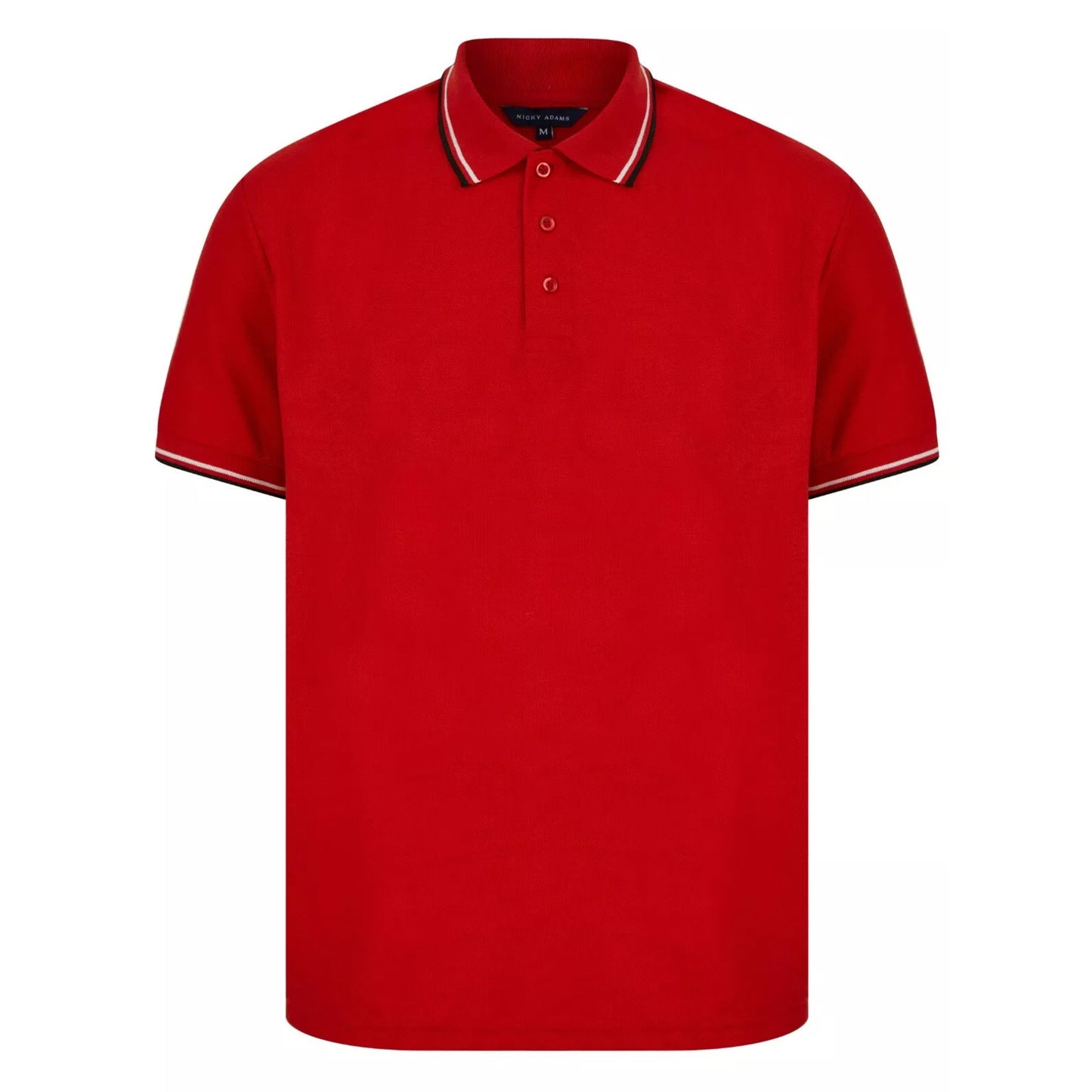 Men's red Nicky Adams polo shirt with tipped collar and sleeves β classic short sleeve branded smart casual top