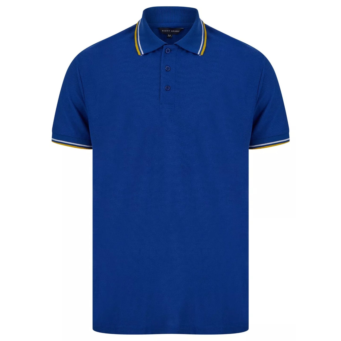 Men's royal blue Nicky Adams polo shirt with tipped collar and sleeves β classic short sleeve branded smart casual top