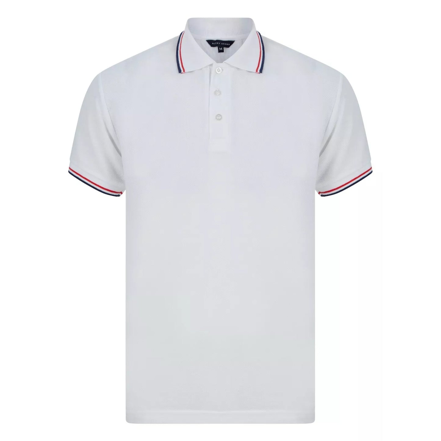 Men's white Nicky Adams polo shirt with tipped collar and sleeves β classic short sleeve branded smart casual top