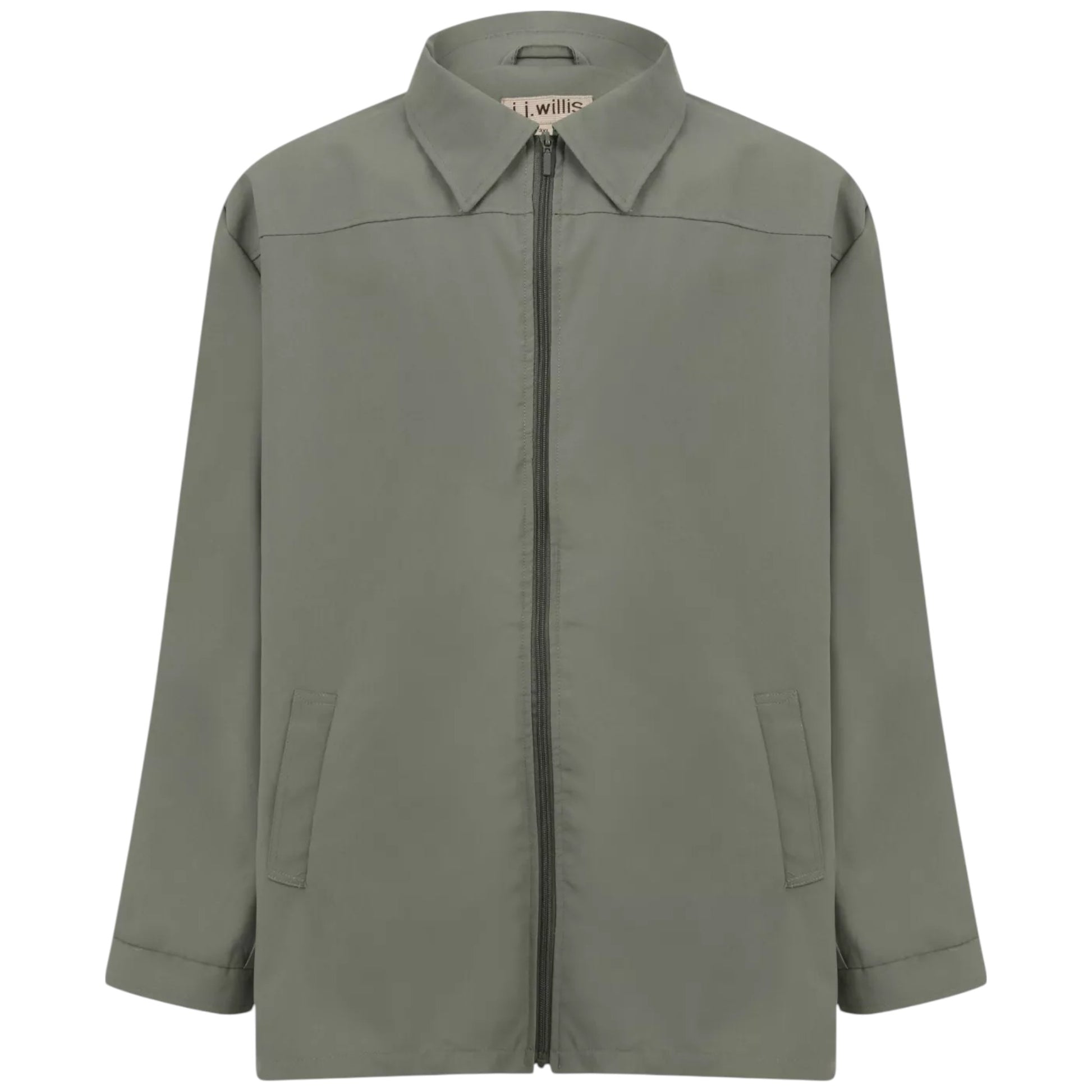 Men's plus size sage green Harrington jacket with zip front and collar – lightweight spring or autumn coat