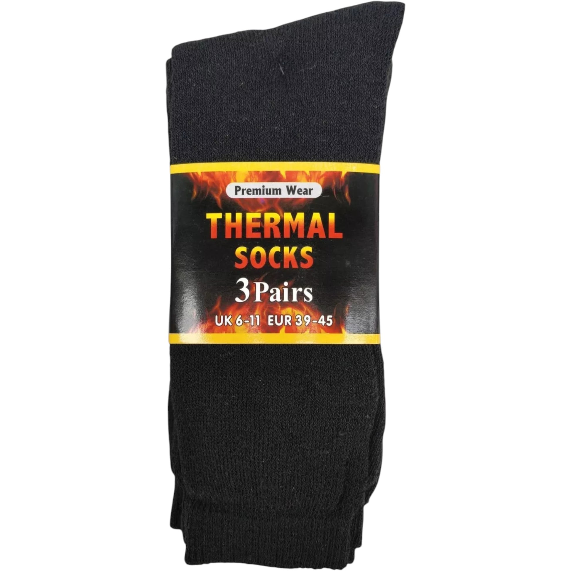 Men’s Premium Wear Thermal Socks 3 Pack – Black Warm Thick Winter Socks UK 6–11