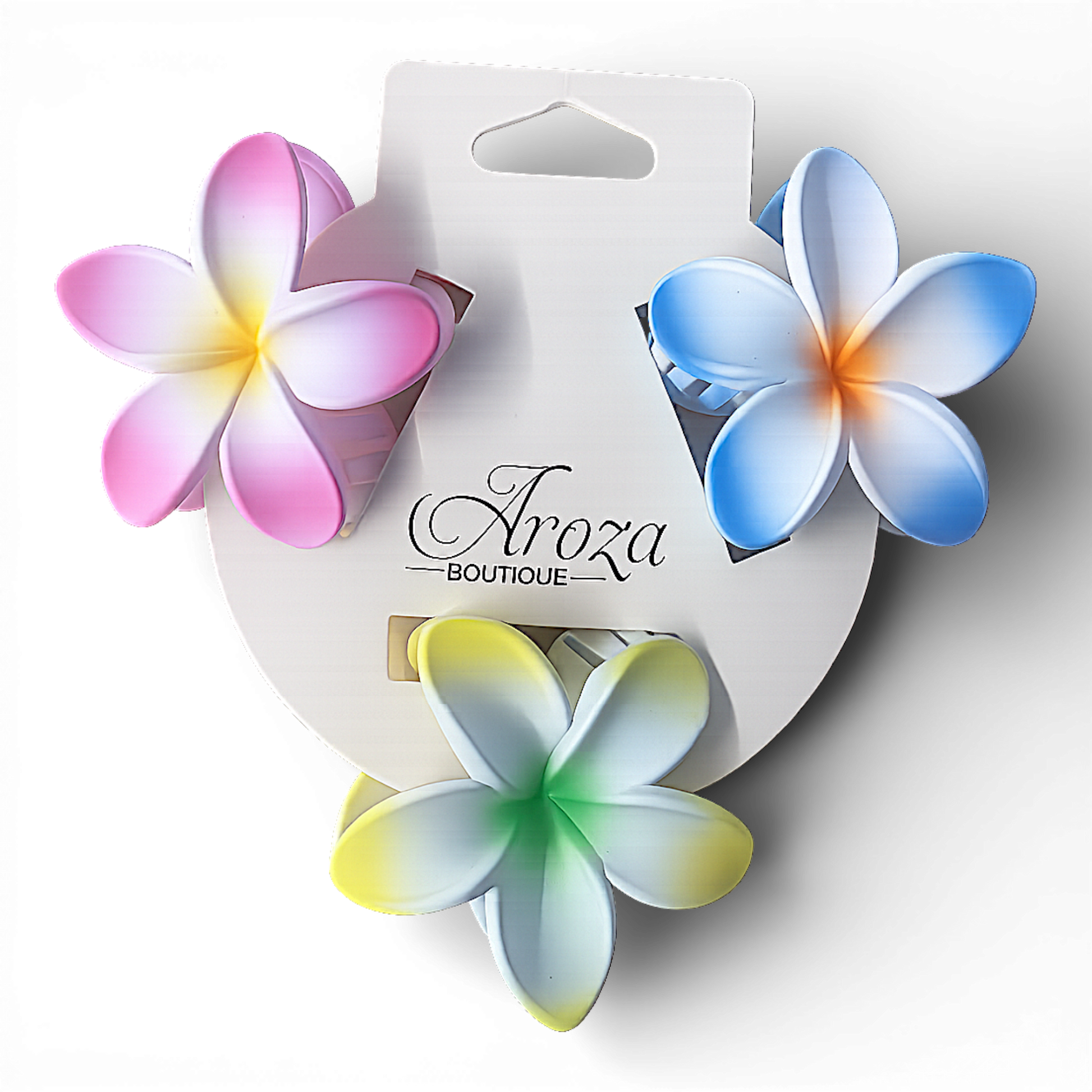 Add tropical charm to your hairstyle with these vibrant plumeria flower hair clips. Featuring a bold 5-petal design and soft gradient colours, they’re perfect for summer, holidays, weddings, and everyday styling.