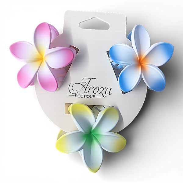 3 Pack Large Premium Floral Claw Clips