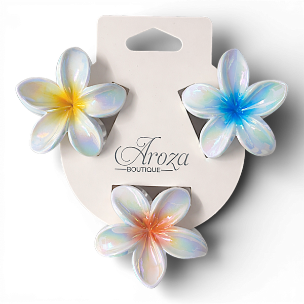 3 Pack Premium Floral Hair Claw Clips