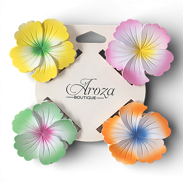 4 Pack Large Floral Clips