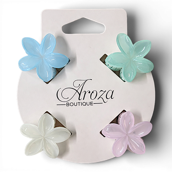 4 Pack Plain Mini Flower Claw Clips