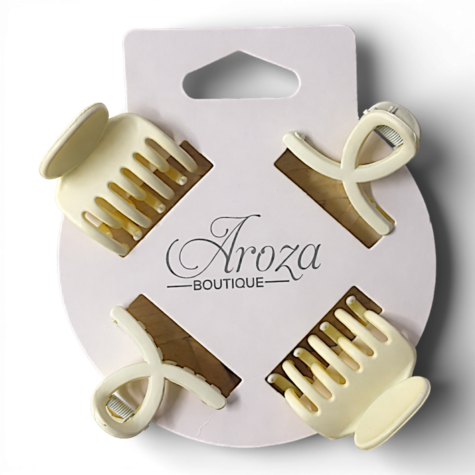 Timeless, sleek, and made to hold. These classic claw clips from Aroza Boutique offer a strong grip with a smooth, elegant finish — perfect for effortless everyday styling.