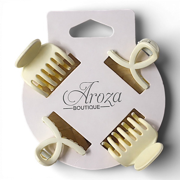 4 Pack White 1.5'' Hair Claw Clips