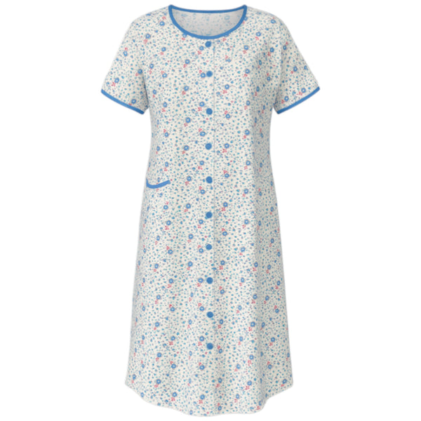 Ladies Soft Touch Floral Print Button Front Nightie