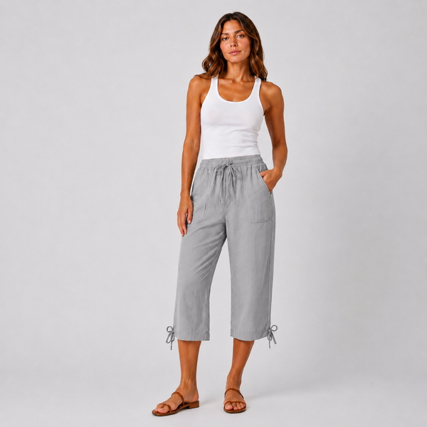Ladies 3/4 Cotton Pedal Pusher Shorts (Grey)