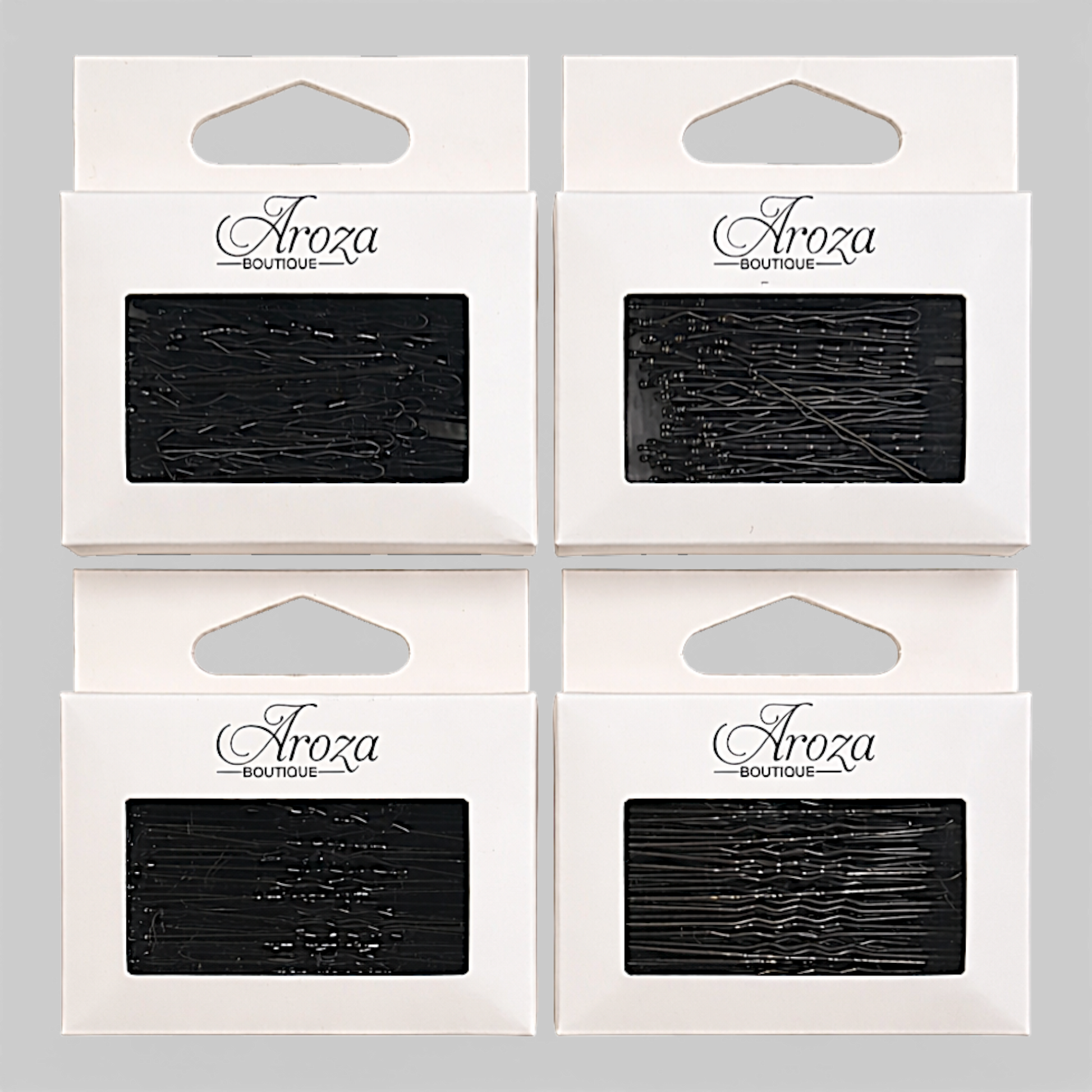 Keep every hairstyle perfectly in place with our Classic Black Bobby Pins from Aroza Boutique. Designed for a strong, reliable hold, these versatile hair pins are a must-have for everyday styling, updos, sleek buns, and professional looks.