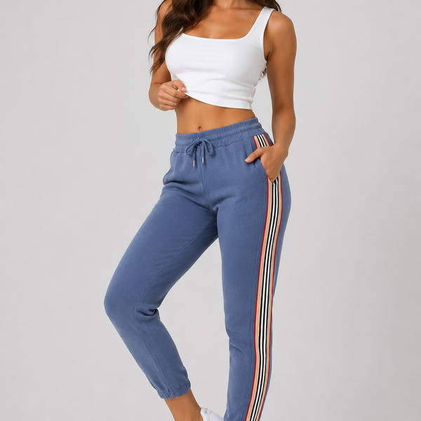Ladies Signature Stripe Joggers (Air Force Blue)