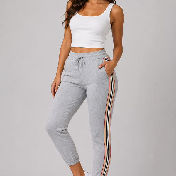 Ladies Signature Stripe Joggers (Grey)