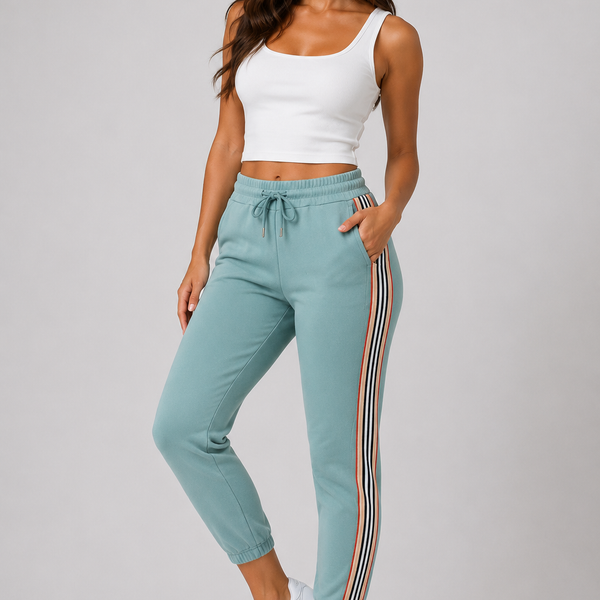 Ladies Signature Stripe Joggers (Mint)