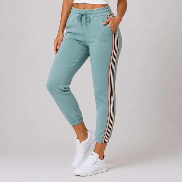 Ladies Signature Stripe Joggers (Mint)