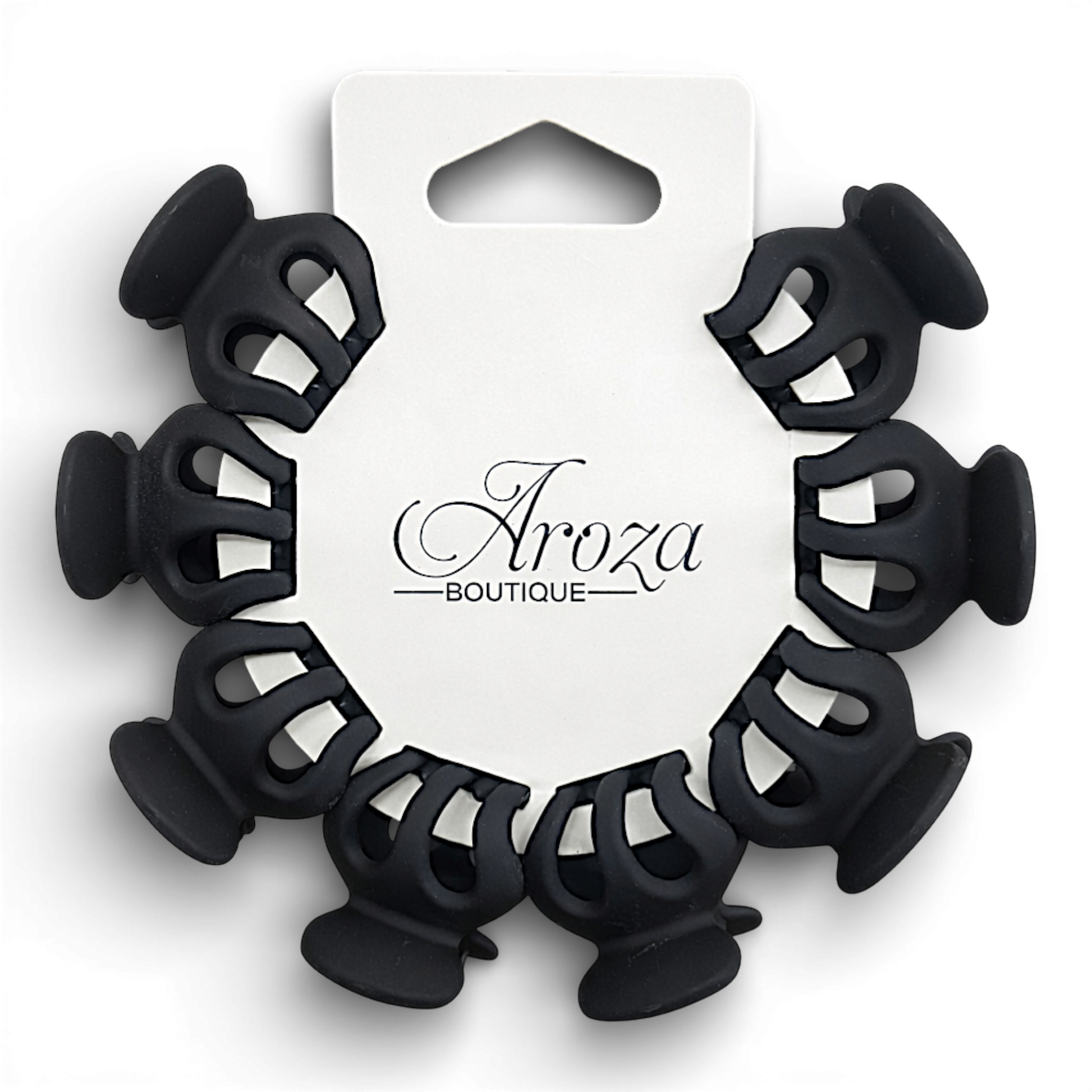 Upgrade your everyday styling with this set of 8 mini matte black claw clips. Designed for a secure, non-slip hold, these versatile clips are perfect for half-up hairstyles, twists, braids, and quick updos.