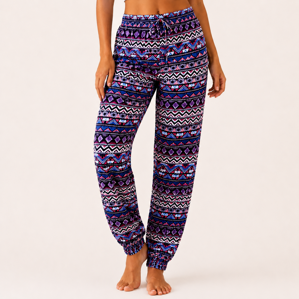Ladies red and black boho Aztec Printed Palazzo Trousers