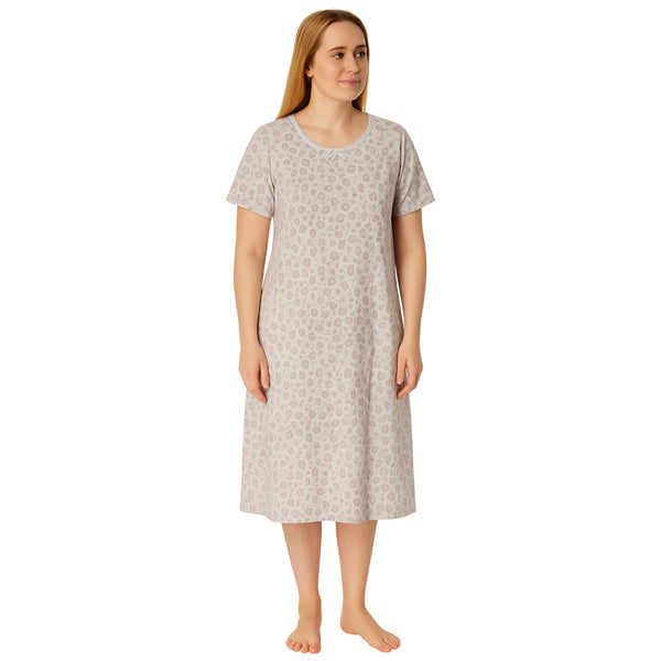 Ladies Soft Touch Floral Nightdress with Bow Detail