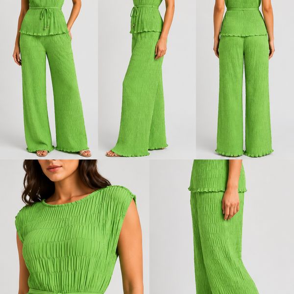 Amalfi Italian Textured Co-Ord Set (Apple Green)
