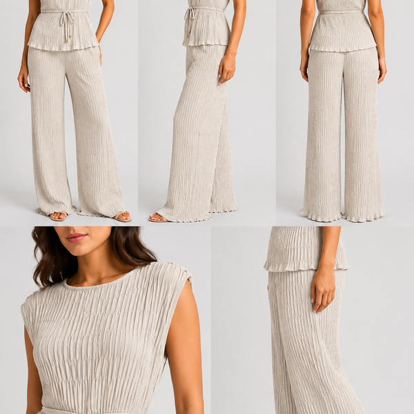 Amalfi Italian Textured Co-Ord Set (Beige)