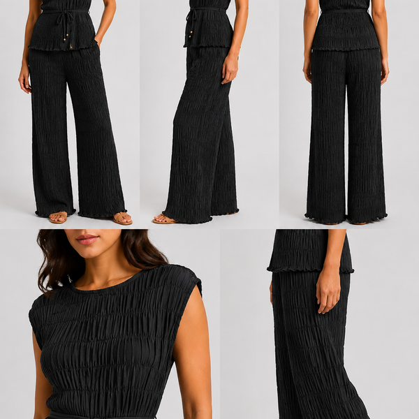 Amalfi Italian Textured Co-Ord Set (Black)
