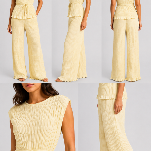 Amalfi Italian Textured Co-Ord Set (Lemon)