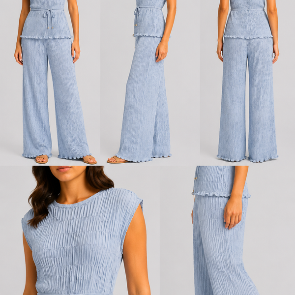 Amalfi Italian Textured Co-Ord Set (Light Blue)