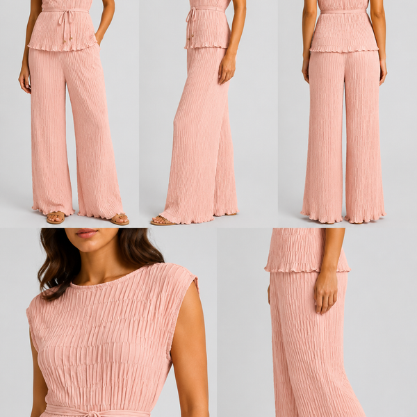 Amalfi Italian Textured Co-Ord Set (Light Pink)