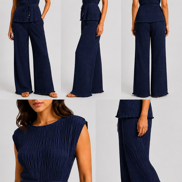 Amalfi Italian Textured Co-Ord Set (Navy)