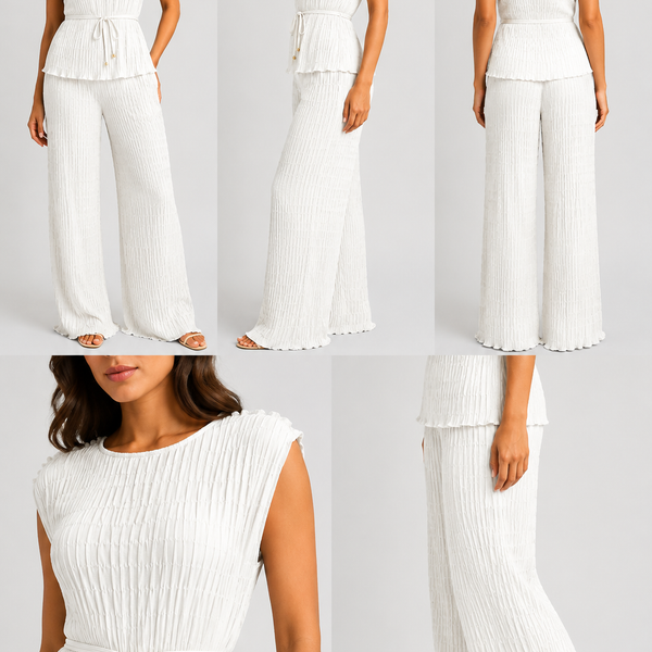 Amalfi Italian Textured Co-Ord Set (White)