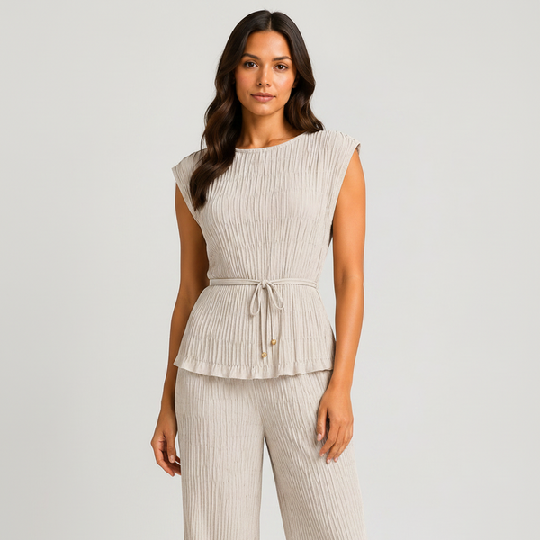 Amalfi Italian Textured Co-Ord Set (Beige)