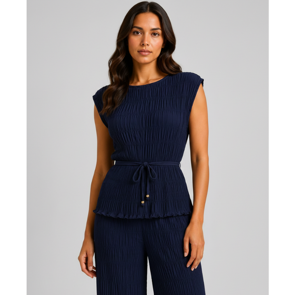 Amalfi Italian Textured Co-Ord Set (Navy)