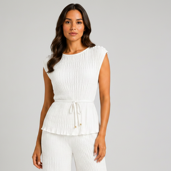 Amalfi Italian Textured Co-Ord Set (White)