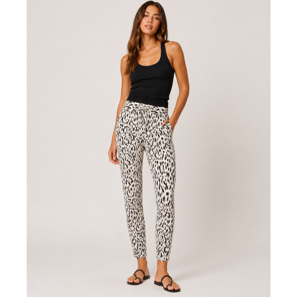 Ladies Abstract Print Tapered Trousers