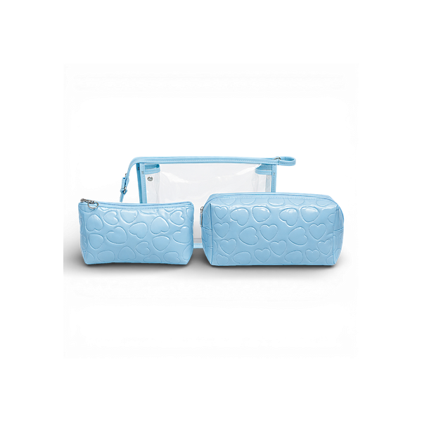 Baby Blue Makeup Bag Set 3 Piece