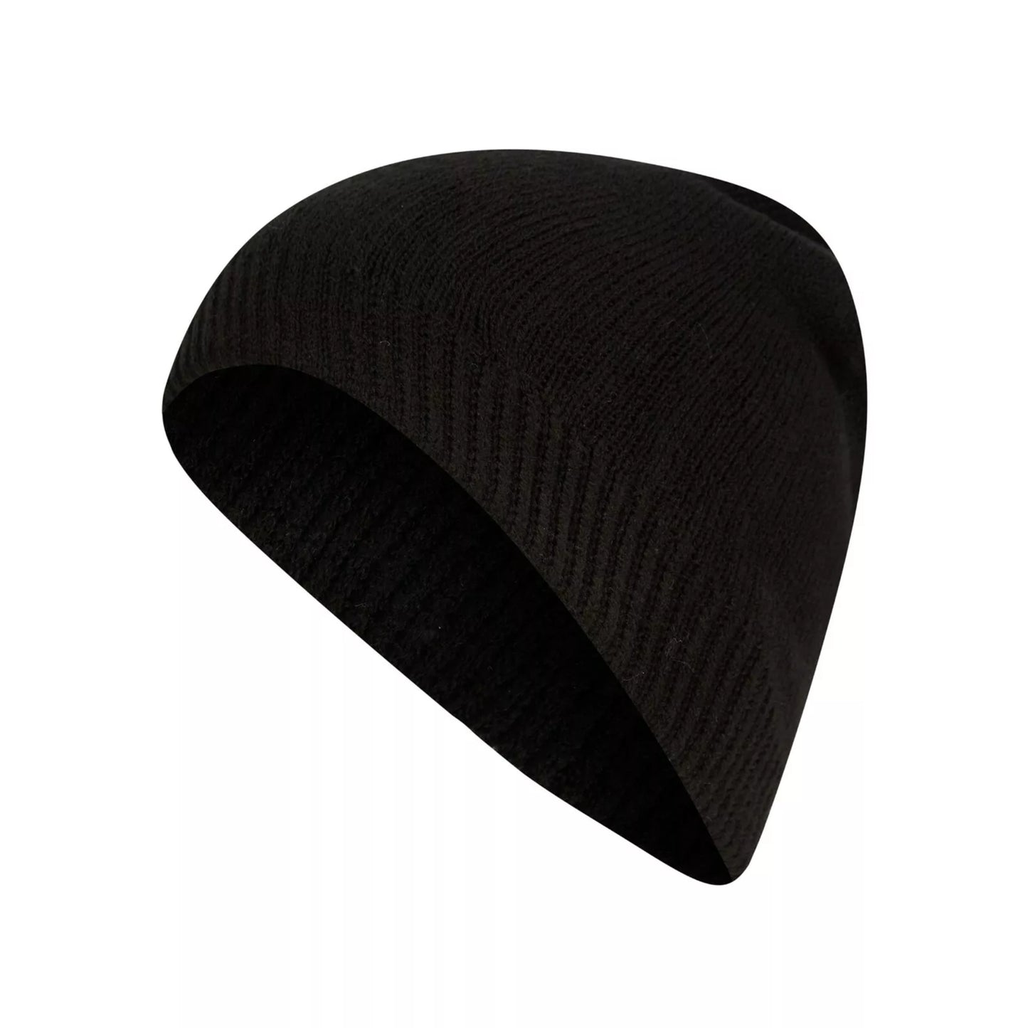 Unisex black winter beanie hat one size fits all warm knitted wool cap