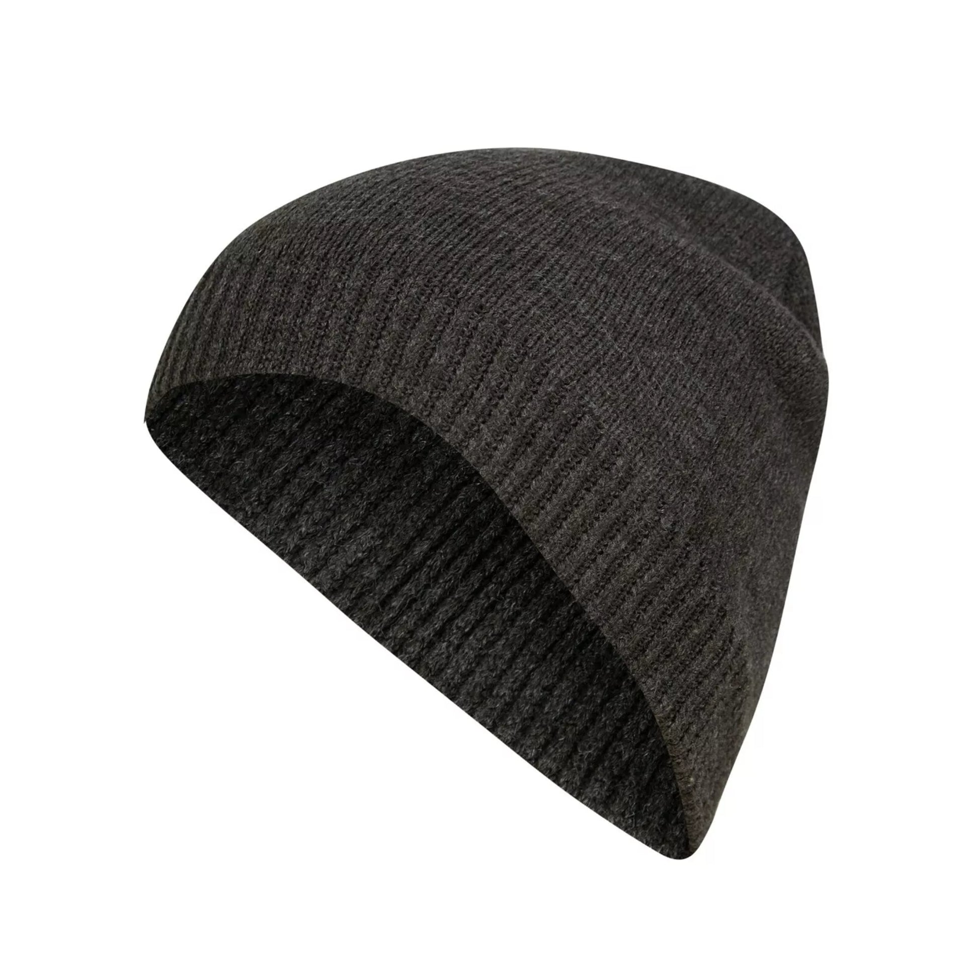 Unisex grey winter beanie hat one size fits all warm knitted wool cap