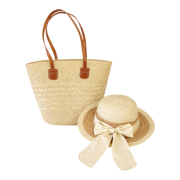 Beige Ladies Hat And Bag Set